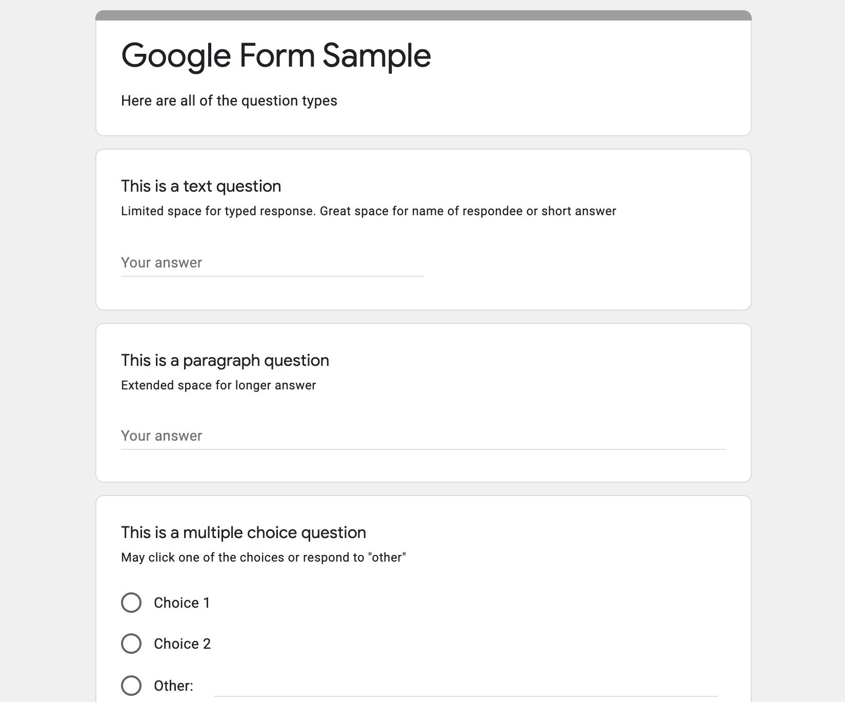 Google Form Example