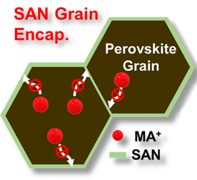 Improving Thermal Stability of Perovskite Solar Cells by Suppressing Ion Migration Using Copolymer Grain Encapsulation