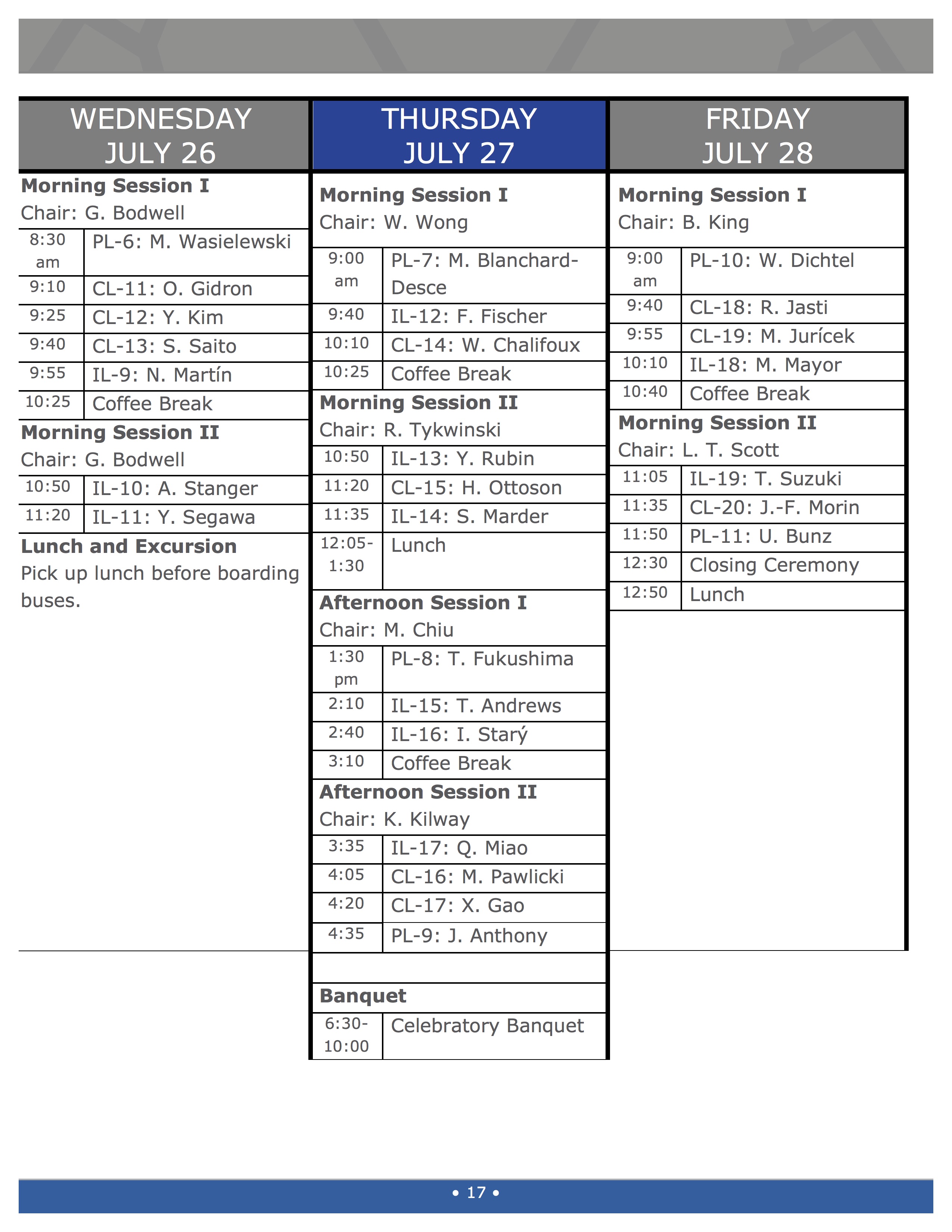 sunday-tuesday schedule