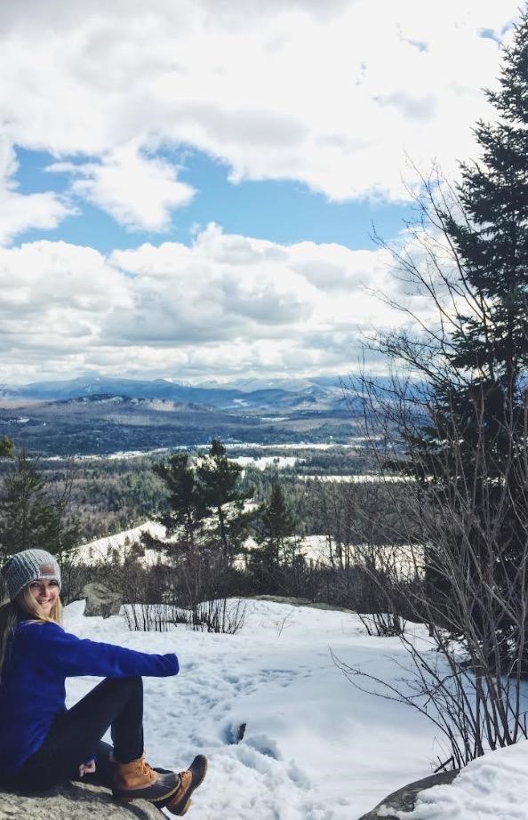 Liz Ahearn on the snowy mountain top