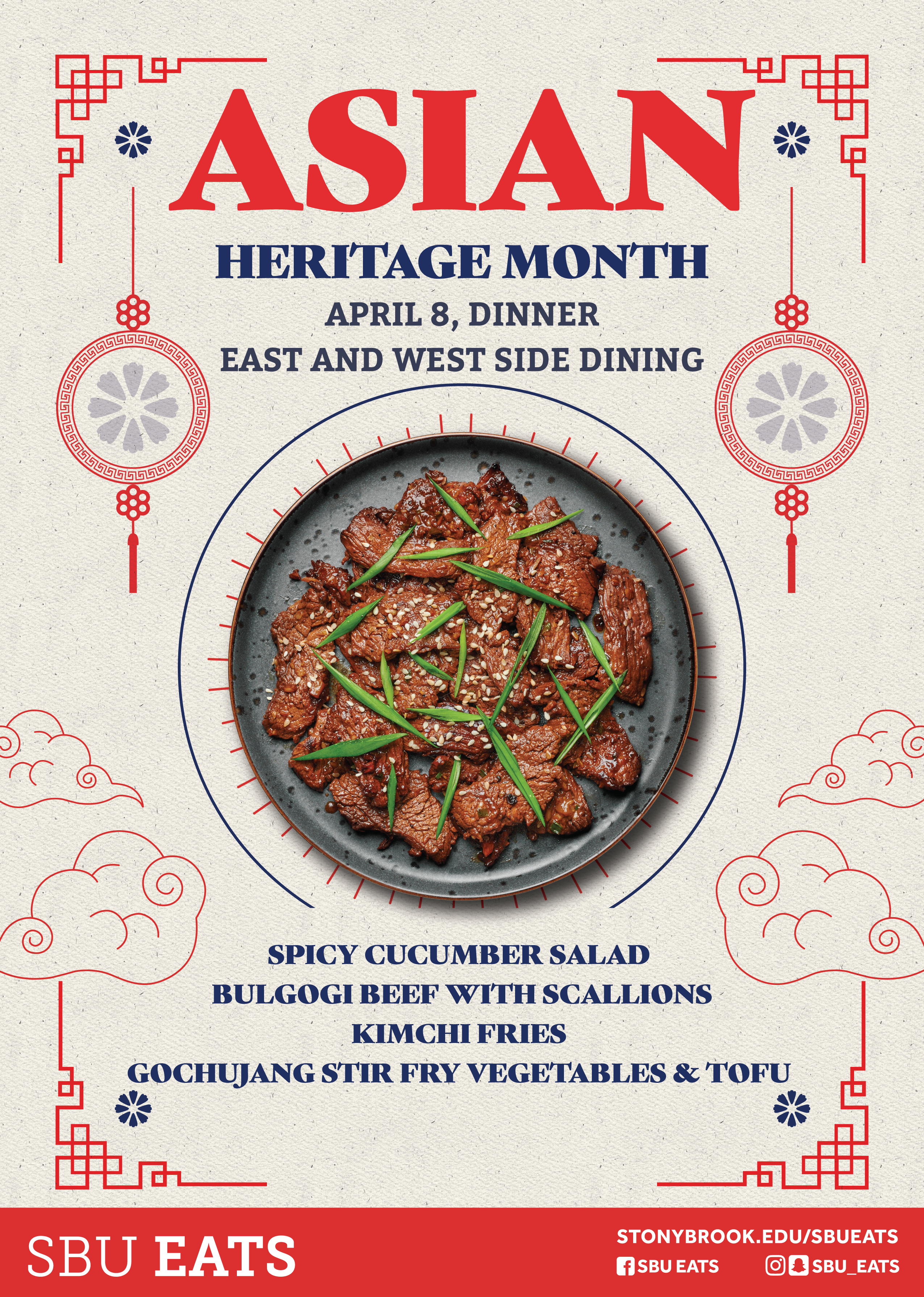 Flyer of Korean cuisine available at East and West Dining